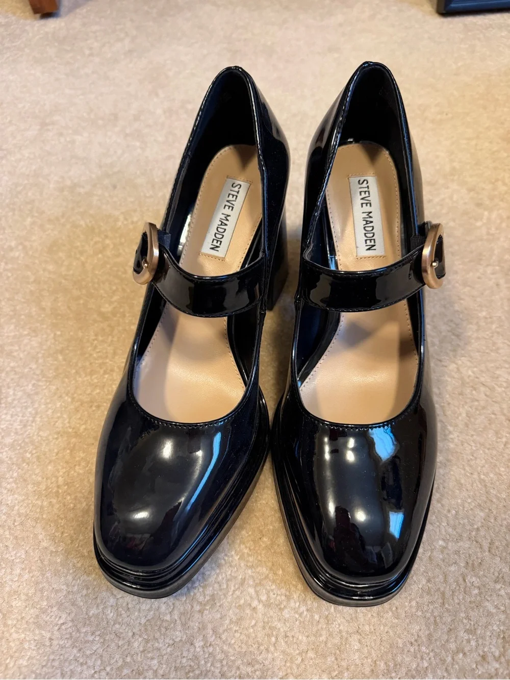 Steve Madden Black Patent Platform Mary Jane Heels